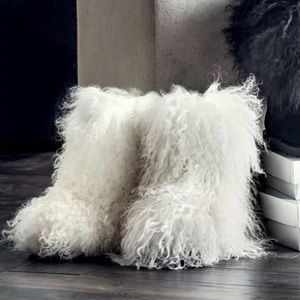 Ugg - white fluff Mongolian boot / slipper